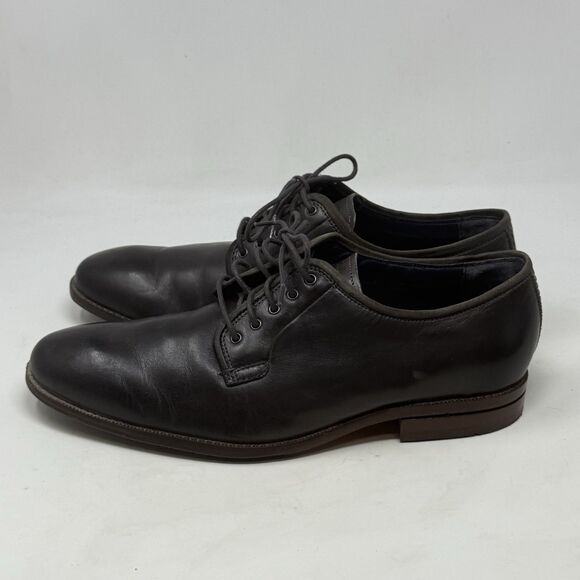 Cole Haan Grand Warner Shoes Mens 9.5 Gray Leather Classic Oxford Derby Dress - Picture 2 of 16